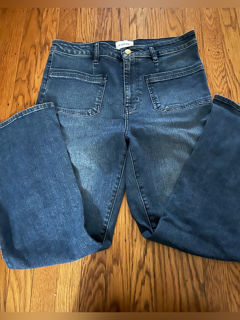 Frame Denim Cropped Ankle Jeans in Dark Blue Wash